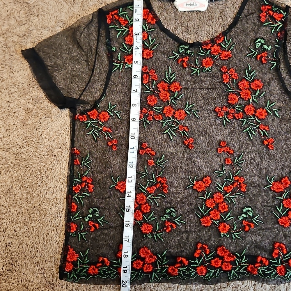 Twinkle By Wenlan Sheer Mesh Embroidered Top - Picture 11 of 11